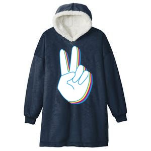 Colorful Retro Peace Sign Hooded Wearable Blanket