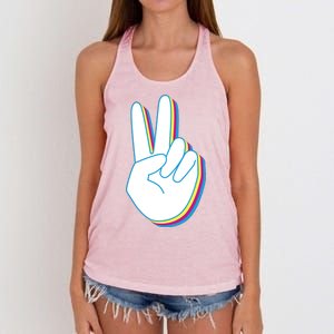 Colorful Retro Peace Sign Women's Knotted Racerback Tank