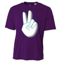 Colorful Retro Peace Sign Cooling Performance Crew T-Shirt