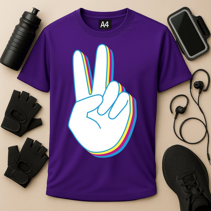 Colorful Retro Peace Sign Performance Shirt