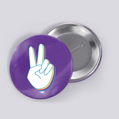 Colorful Retro Peace Sign Button