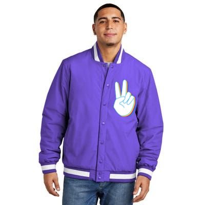 Colorful Retro Peace Sign Insulated Varsity Jacket