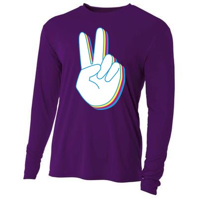 Colorful Retro Peace Sign Cooling Performance Long Sleeve Crew