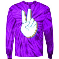 Colorful Retro Peace Sign Tie-Dye Long Sleeve Shirt