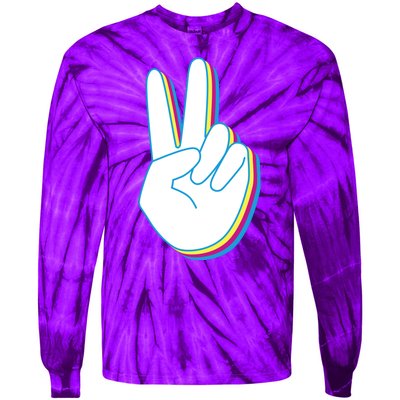 Colorful Retro Peace Sign Tie-Dye Long Sleeve Shirt