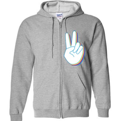 Colorful Retro Peace Sign Full Zip Hoodie