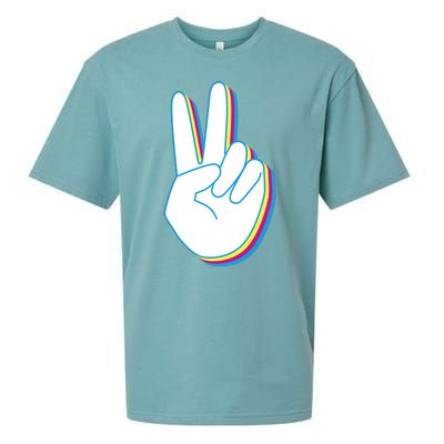 Colorful Retro Peace Sign Sueded Cloud Jersey T-Shirt