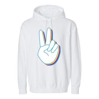 Colorful Retro Peace Sign Garment-Dyed Fleece Hoodie