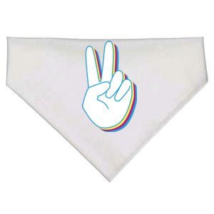 Colorful Retro Peace Sign USA-Made Doggie Bandana