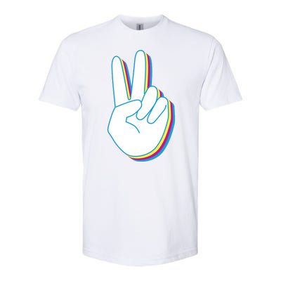 Colorful Retro Peace Sign Softstyle CVC T-Shirt