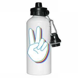 Colorful Retro Peace Sign Aluminum Water Bottle