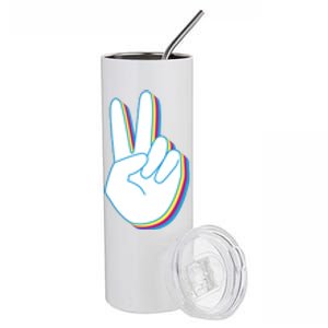 Colorful Retro Peace Sign Stainless Steel Tumbler