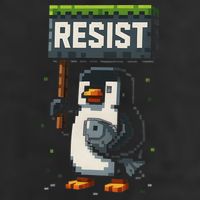 Cool Resist Penguin Funny Pixel Art Gamer Garment-Dyed Heavyweight T-Shirt