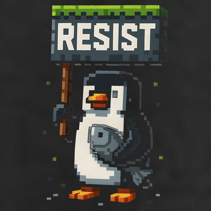 Cool Resist Penguin Funny Pixel Art Gamer Garment-Dyed Heavyweight T-Shirt