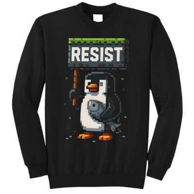 Cool Resist Penguin Funny Pixel Art Gamer Sweatshirt