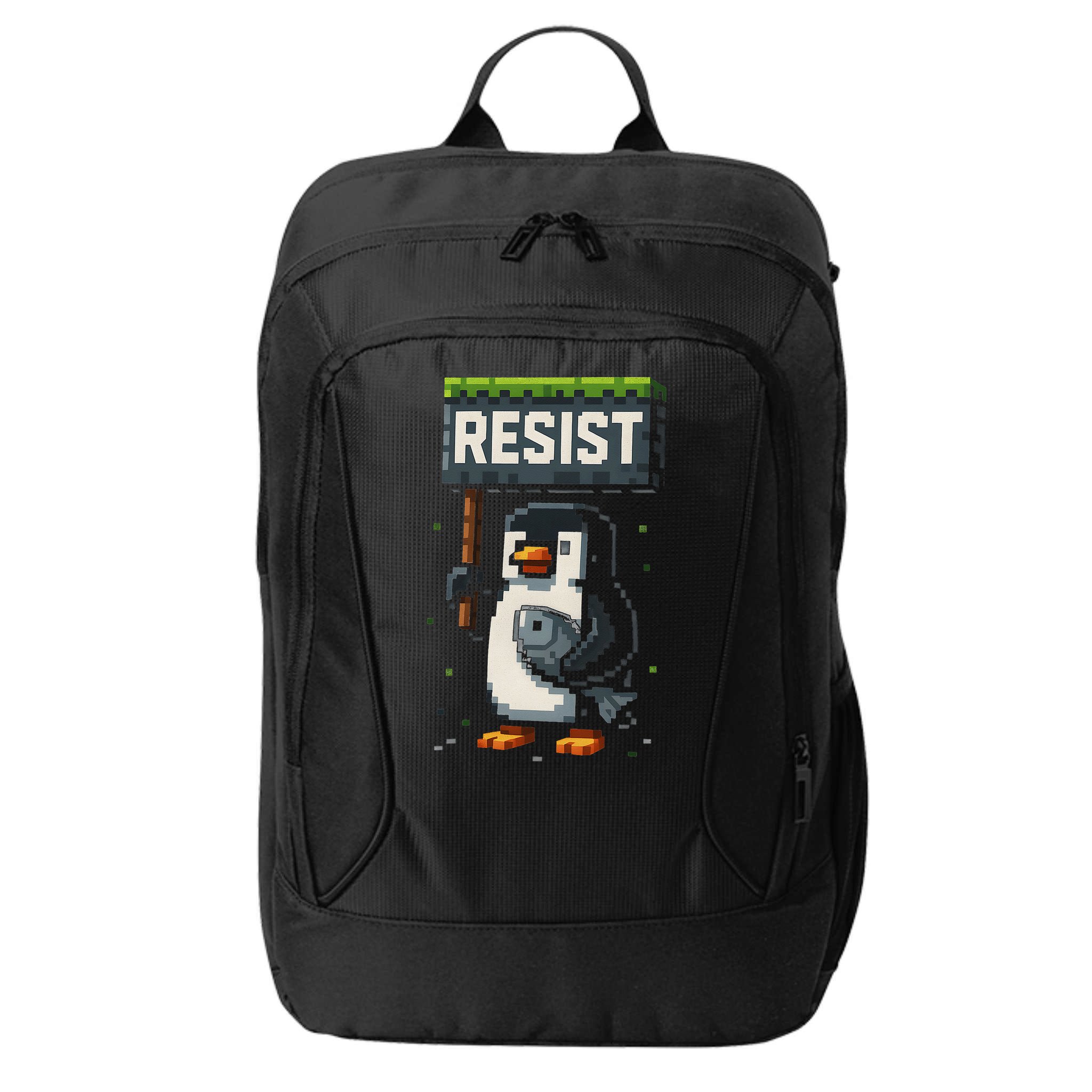 Cool Resist Penguin Funny Pixel Art Gamer City Backpack