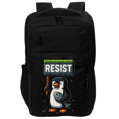 Cool Resist Penguin Funny Pixel Art Gamer Impact Tech Backpack