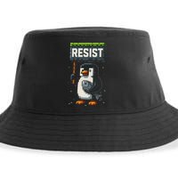 Cool Resist Penguin Funny Pixel Art Gamer Sustainable Bucket Hat