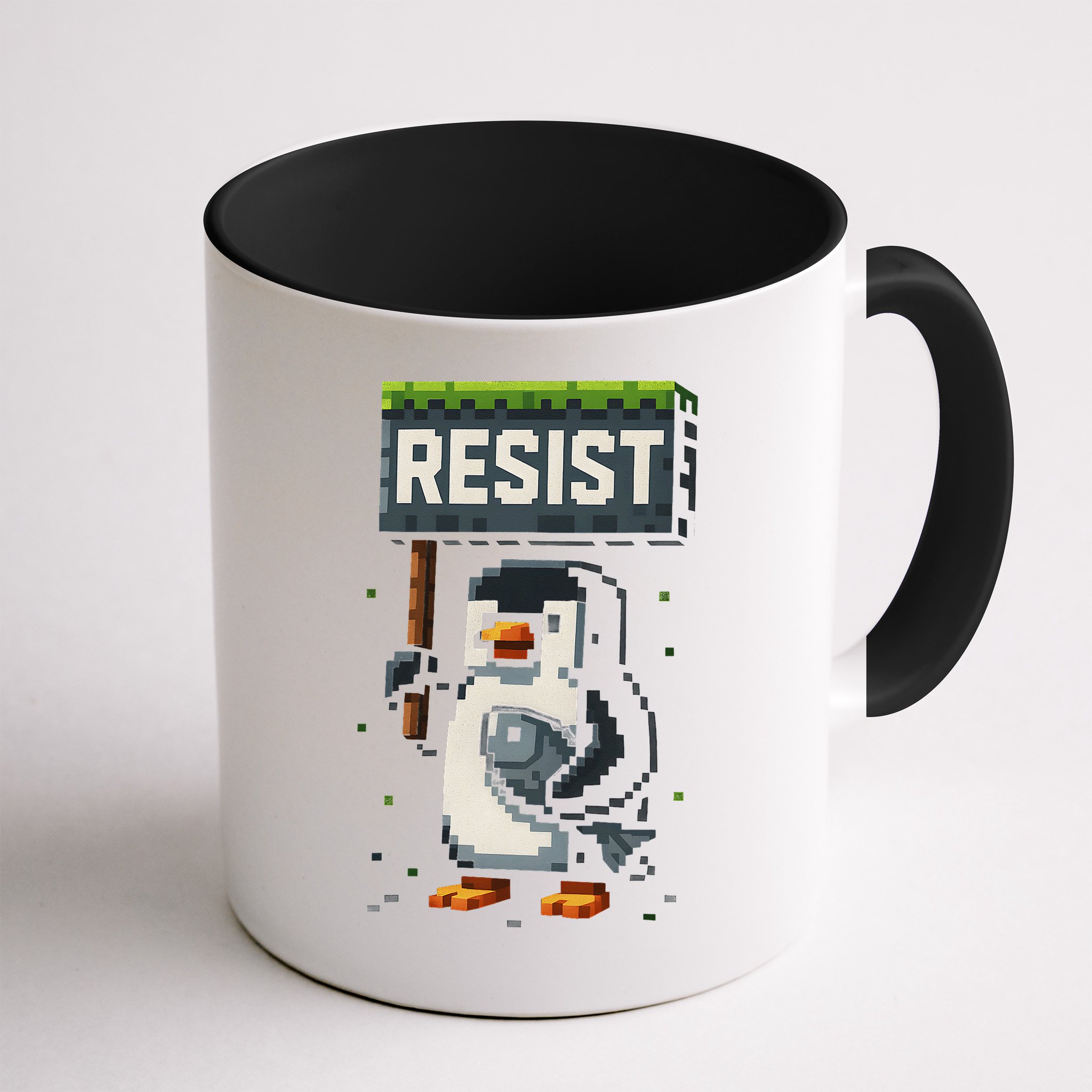 Cool Resist Penguin Funny Pixel Art Gamer Mug