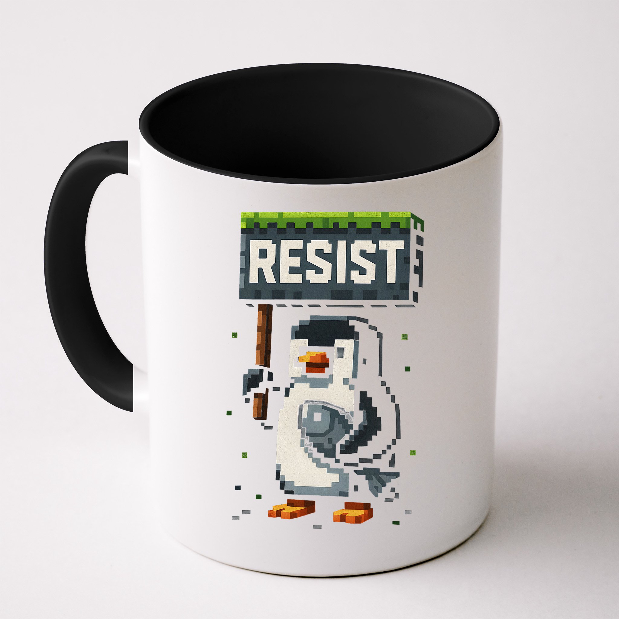 Cool Resist Penguin Funny Pixel Art Gamer Mug