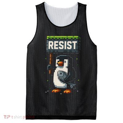 Cool Resist Penguin Funny Pixel Art Gamer Mesh Reversible Basketball Jersey Tank