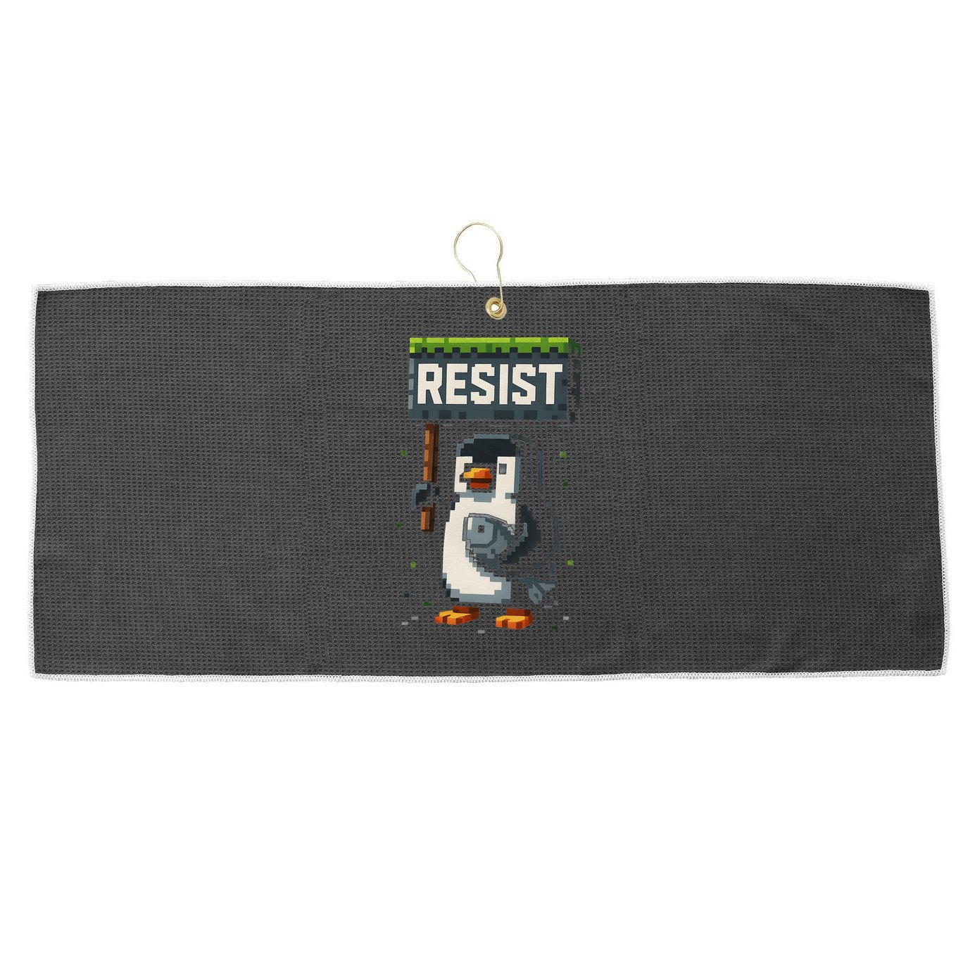 Cool Resist Penguin Funny Pixel Art Gamer Large Microfiber Waffle Golf Towel