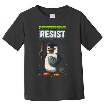 Cool Resist Penguin Funny Pixel Art Gamer Toddler T-Shirt