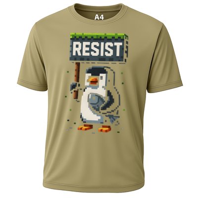 Cool Resist Penguin Funny Pixel Art Gamer Performance Shirt