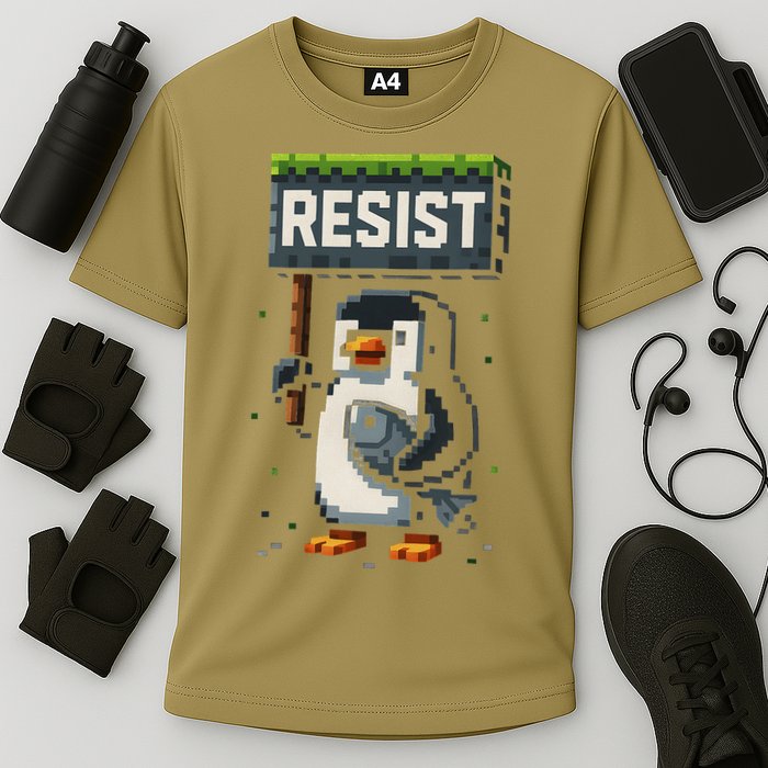 Cool Resist Penguin Funny Pixel Art Gamer Cooling Performance Crew T-Shirt