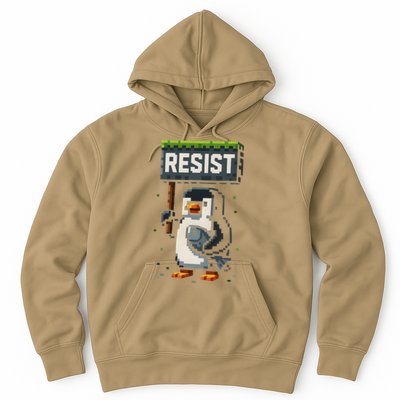 Cool Resist Penguin Funny Pixel Art Gamer Hoodie