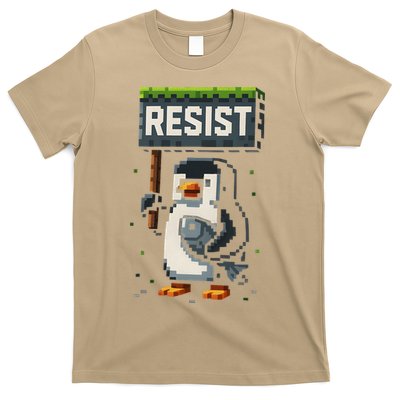 Cool Resist Penguin Funny Pixel Art Gamer T-Shirt