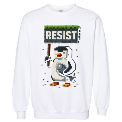 Cool Resist Penguin Funny Pixel Art Gamer Garment-Dyed Sweatshirt