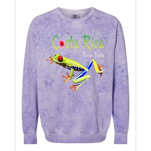 Costa Rica Pura Vida Travel Souvenir Vacation Frog Nature Colorblast Crewneck Sweatshirt