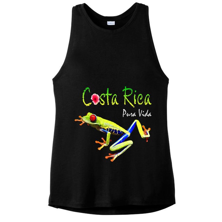 Costa Rica Pura Vida Travel Souvenir Vacation Frog Nature Ladies PosiCharge Tri-Blend Wicking Tank