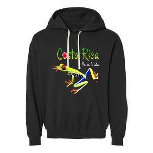 Costa Rica Pura Vida Travel Souvenir Vacation Frog Nature Garment-Dyed Fleece Hoodie