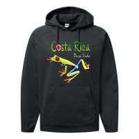 Costa Rica Pura Vida Travel Souvenir Vacation Frog Nature Performance Fleece Hoodie