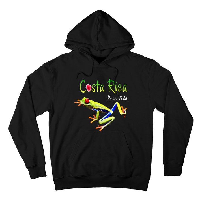 Costa Rica Pura Vida Travel Souvenir Vacation Frog Nature Hoodie