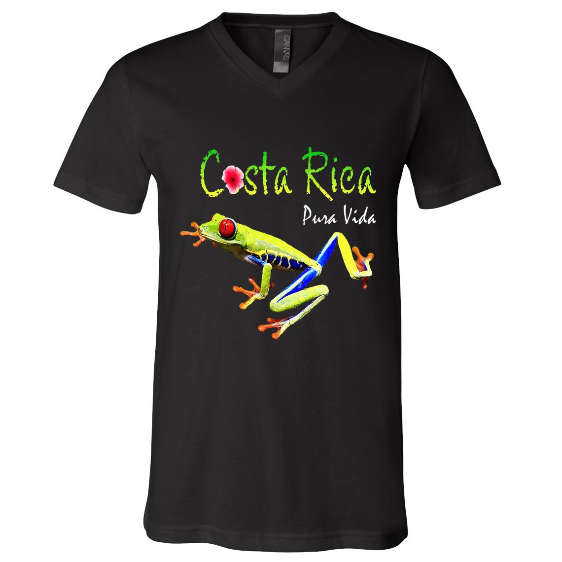 Costa Rica Pura Vida Travel Souvenir Vacation Frog Nature V-Neck T-Shirt
