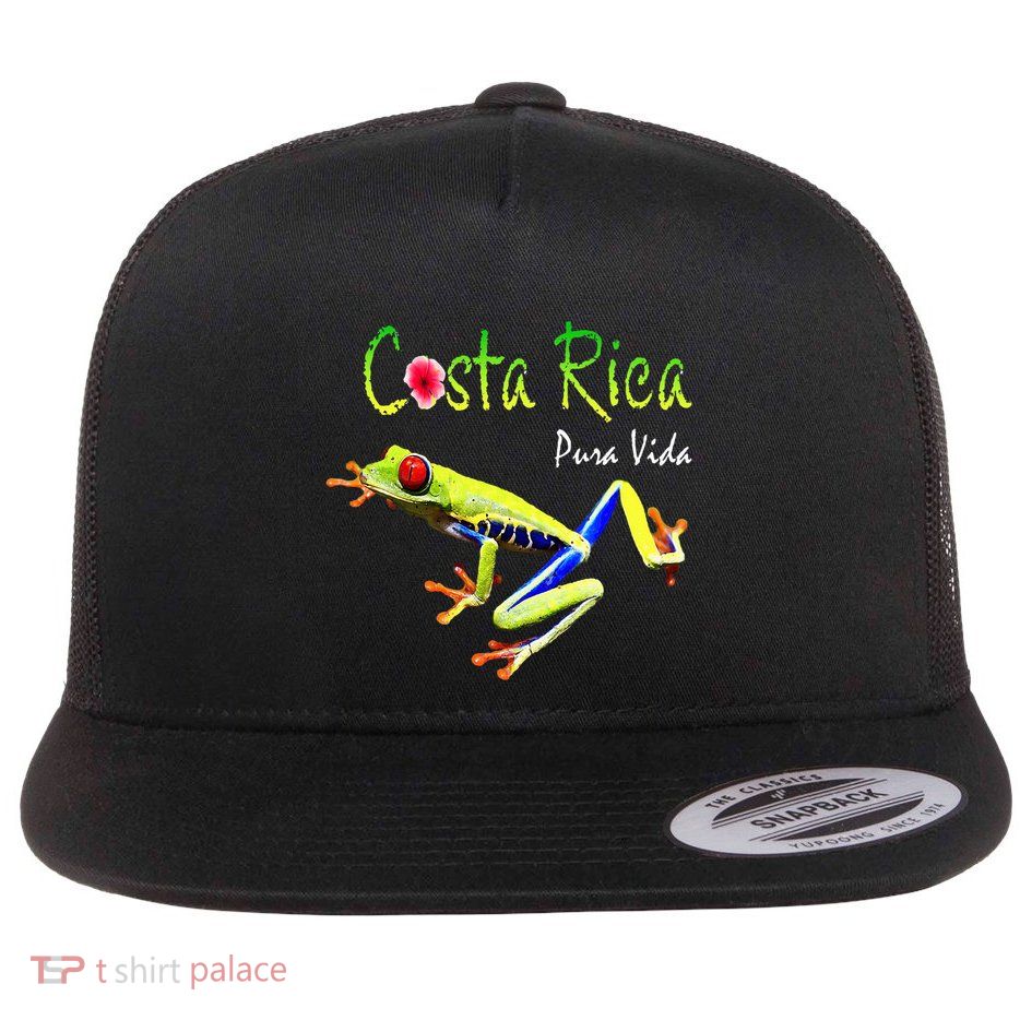 Costa Rica Pura Vida Travel Souvenir Vacation Frog Nature Flatbill Hat