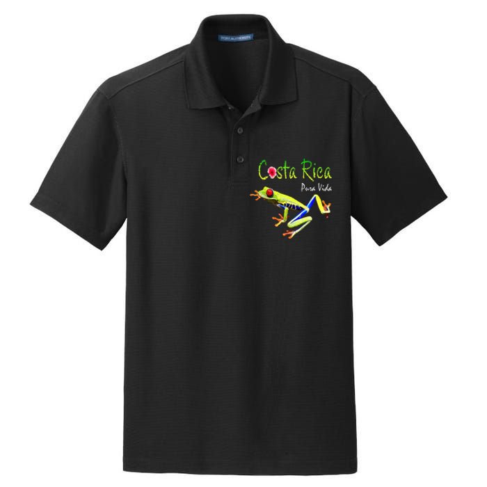 Costa Rica Pura Vida Travel Souvenir Vacation Frog Nature Dry Zone Grid Polo