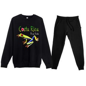 Costa Rica Pura Vida Travel Souvenir Vacation Frog Nature Premium Crewneck Sweatsuit Set