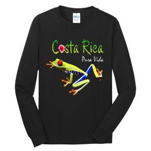 Costa Rica Pura Vida Travel Souvenir Vacation Frog Nature Tall Long Sleeve T-Shirt