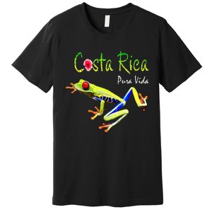 Costa Rica Pura Vida Travel Souvenir Vacation Frog Nature Premium T-Shirt