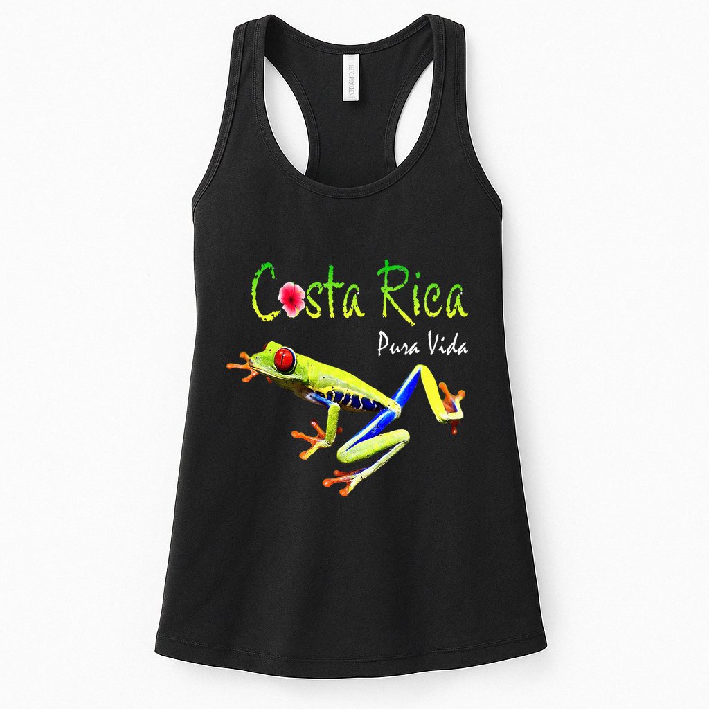 Costa Rica Pura Vida Travel Souvenir Vacation Frog Nature Womens Tank Top