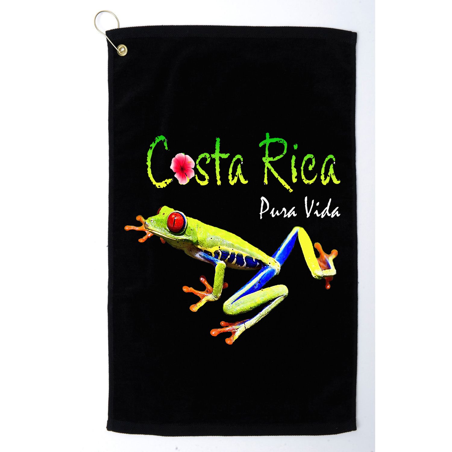 Costa Rica Pura Vida Travel Souvenir Vacation Frog Nature Golf Towel