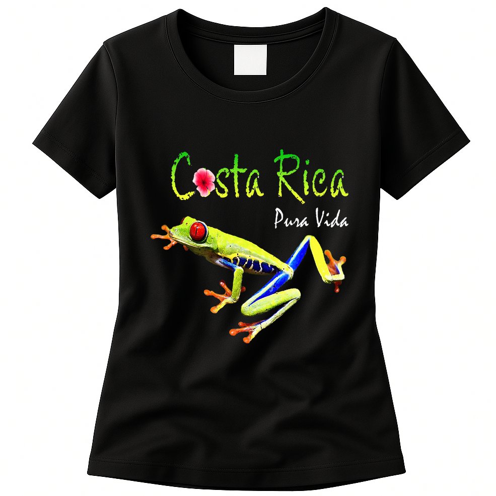 Costa Rica Pura Vida Travel Souvenir Vacation Frog Nature Womens T-Shirt