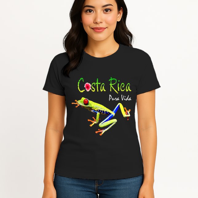 Costa Rica Pura Vida Travel Souvenir Vacation Frog Nature Womens T-Shirt