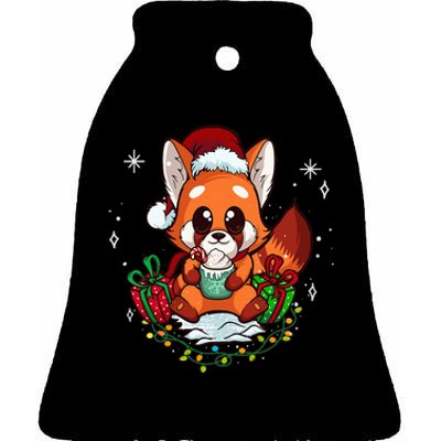 Cute Red Panda Christmas Gifts Xmas Pajamas Ceramic Bell Ornament