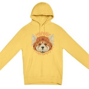 Cute Red Panda Leaf Petal Face Premium Pullover Hoodie