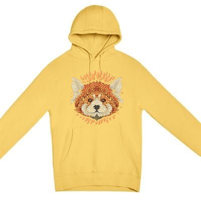 Cute Red Panda Leaf Petal Face Premium Pullover Hoodie